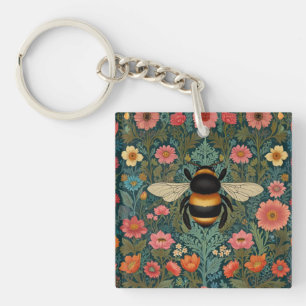Porte-clefs Élégantes florales bohèmes rétro abeille printemps