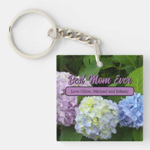 Porte-clefs Elégantes hydrangées florales violettes bleues