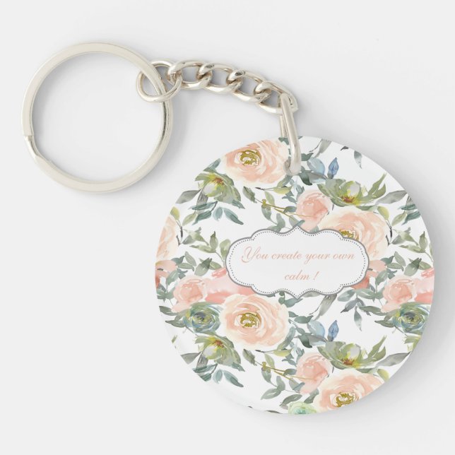 Porte-clefs Élégantes Roses Chic, Message Motivationnel  (Devant)