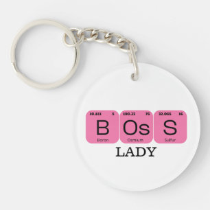 Porte-clefs Élément de table périodique rose Boss Lady