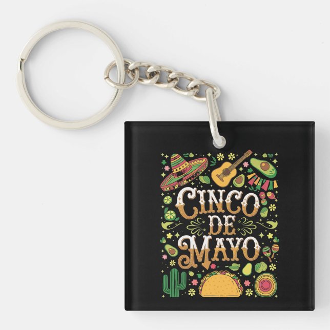 Porte-clefs Éléments de fête mignons de la fête Cinco De Mayo (Devant)