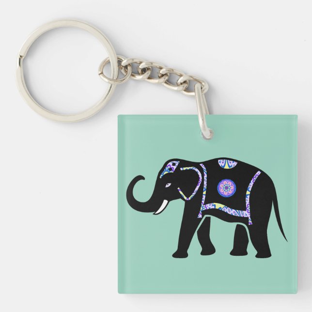 Porte-clefs Elephant Animal Abstract Decorative Patterns (Devant)