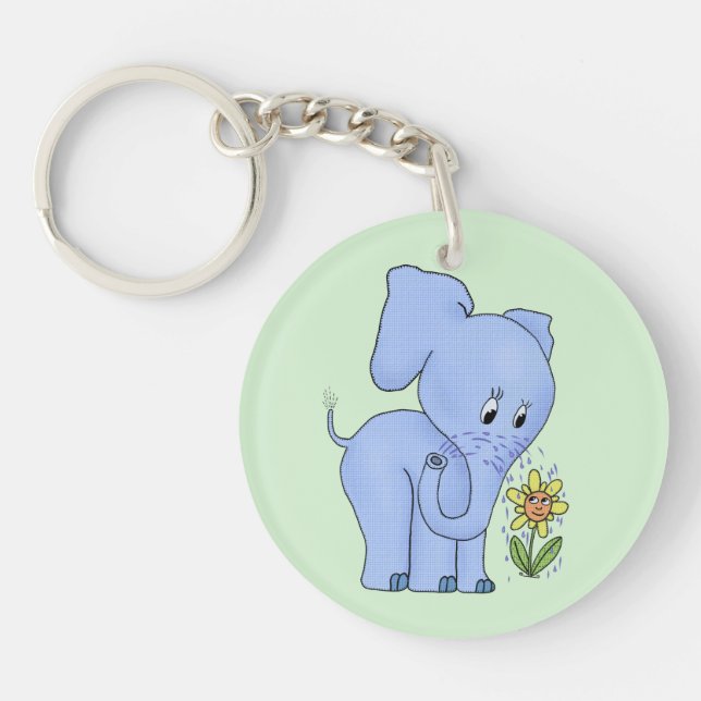 Porte-clefs Éléphant avec fleur (Devant)