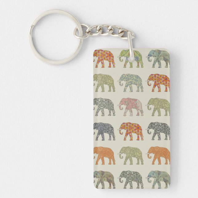 Porte-clefs Eléphant Coloré Animal Motif contemporain (Devant)