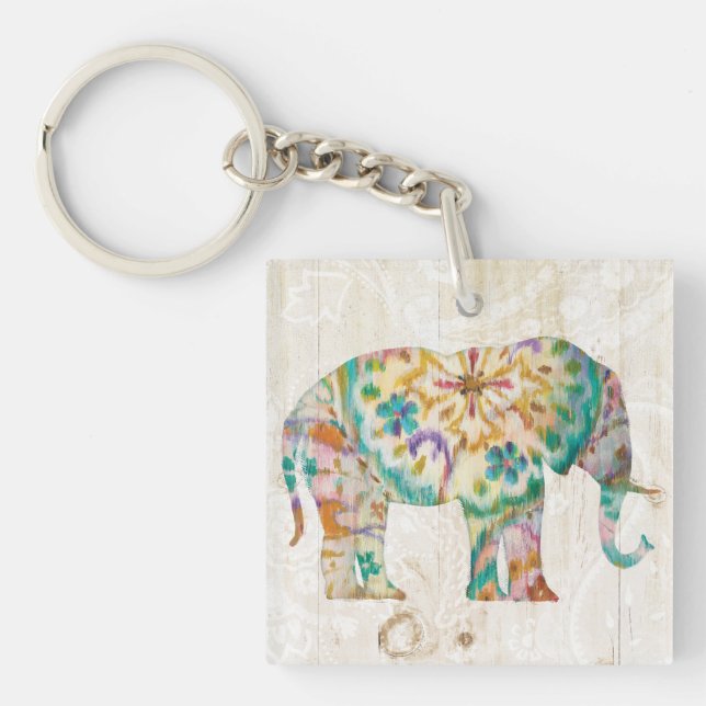 Porte-clefs Éléphant de Boho Paisley I (Devant)