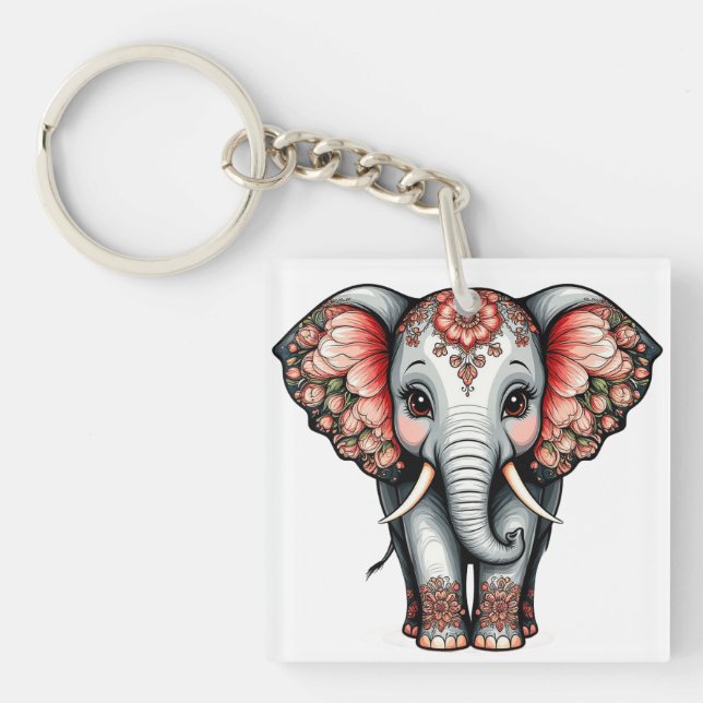 Porte-clefs Éléphant de dessin animé décoratif (Devant)