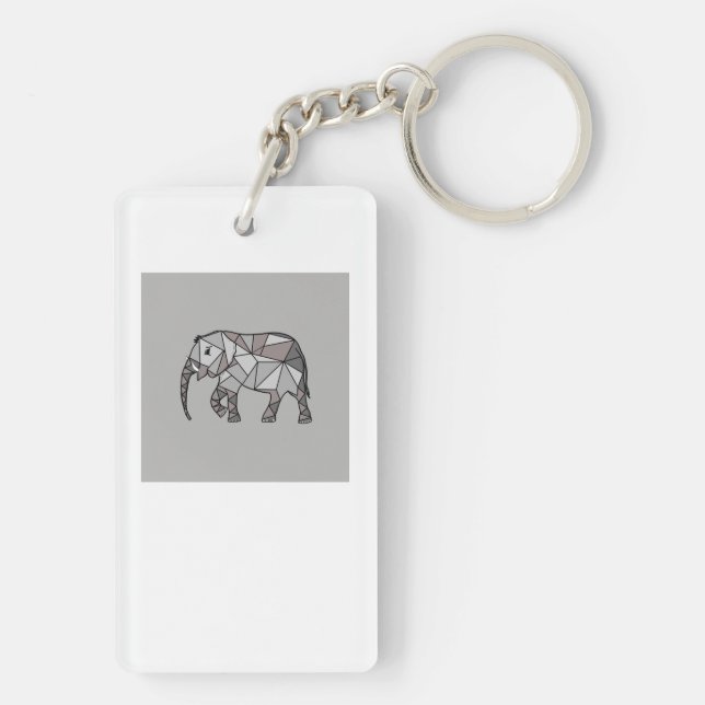 Porte-clefs éléphant géométrique, évêque gris 2, décoration d' (Dos)