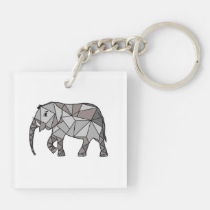 Porte-clefs éléphant géométrique, gris évêque, décoration de m