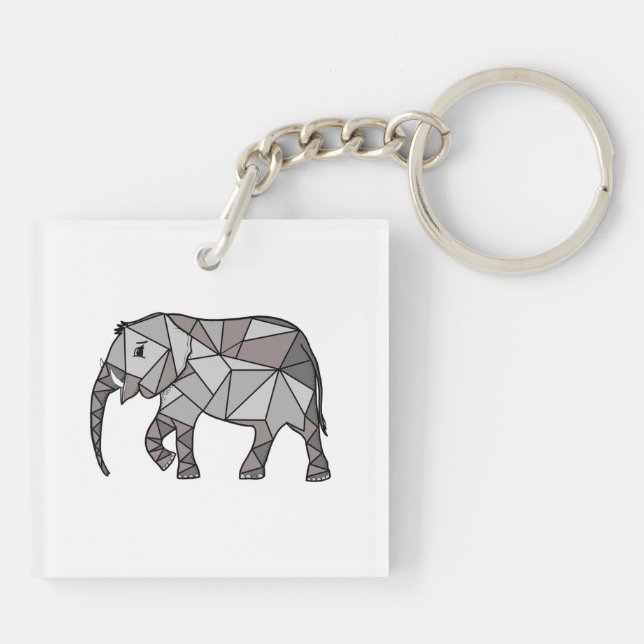 Porte-clefs éléphant géométrique, gris évêque, décoration de m (Dos)