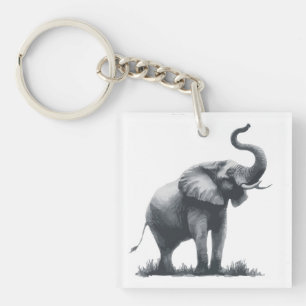 Porte-clefs Eléphant majestueux avec tronc élevé