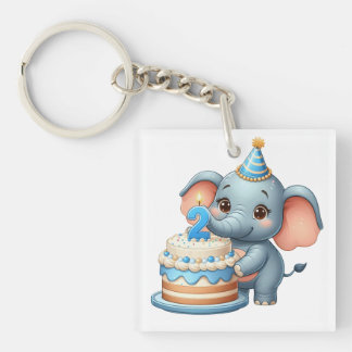 Porte-clefs Éléphant Mignon 2ème Anniversaire