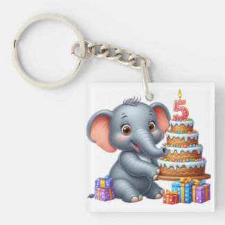 Porte-clefs Éléphant Mignon 5ème Anniversaire