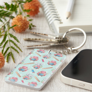 Porte-clefs Éléphant motif de rentrée scolaire