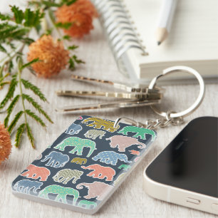 Porte-clefs Eléphants Colorés, Motif Des Eléphants, Zigzag