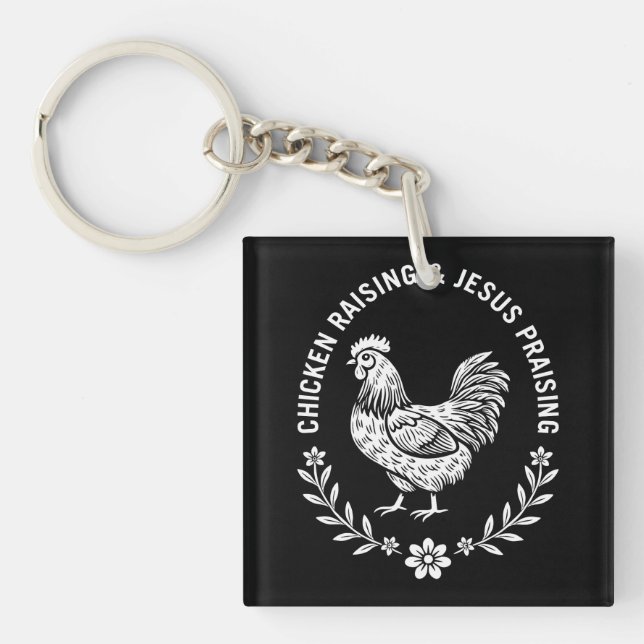 Porte-clefs Élevage de poulet et collecte de Jésus (Devant)