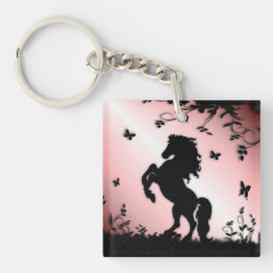 Porte-clefs Élevage noir stallion rose