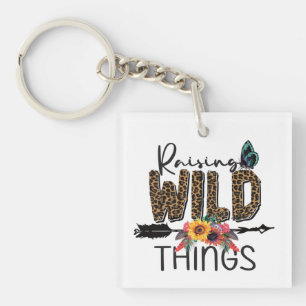 Porte-clefs Élever les choses sauvages Imprimé léopard Fleurs