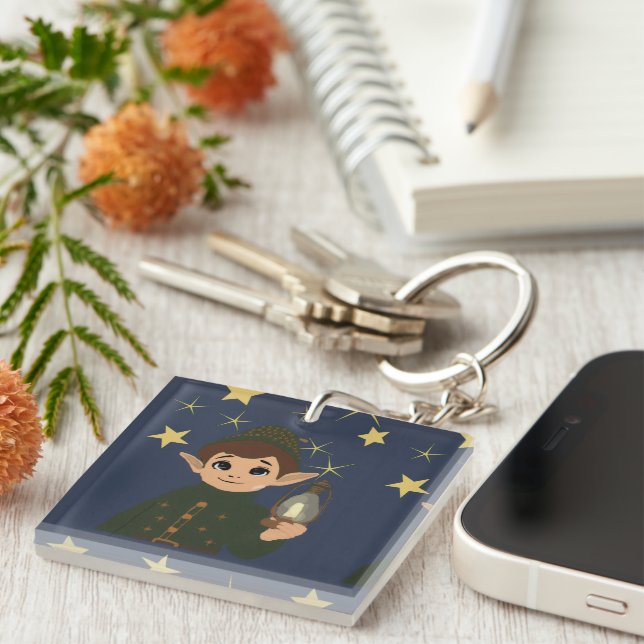 Porte-clefs Elf Watcher Starry Night Acrylic Keychain (Devant Droit)