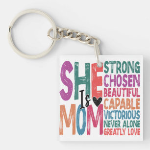 Porte-clefs Elle est maman bienheureuse Maman Retro Citer la f