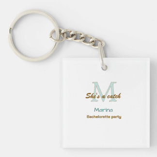 Porte-clefs Elle est un parti de célibataire en bleu monogramm