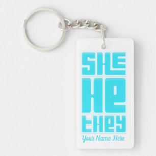 Porte-clefs Elle He They Retro Bold en Turquoise