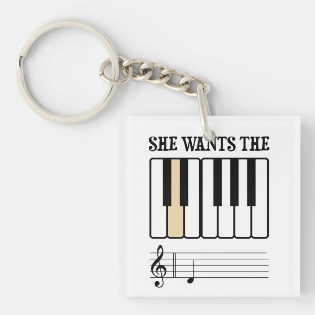 Porte-clefs Elle veut la musique de piano de D (Devant)