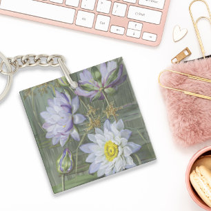 Porte-clefs Ellis Rowan Bleu Blanc Eau Lily Fleurs Vintages