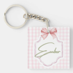 Porte-clefs Ember Personnalisé Baby Girl Nursery Bow&En vichy