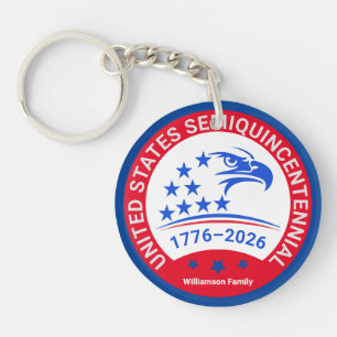 Porte-clefs Emblème d'aigle 1776–2026 • Souvenir personnalisé