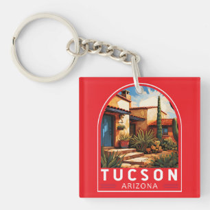 Porte-clefs Emblème d'art de voyage à Tucson Arizona