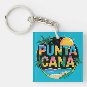 Porte-clefs Emblème d'art de voyage coloré Punta Cana Sunset