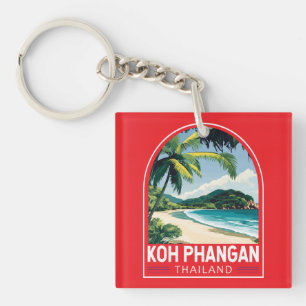 Porte-clefs Emblème d'art de voyage Koh Phangan Thaïlande