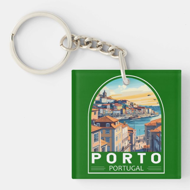 Porte-clefs Emblème d'art touristique Porto Portugal (Devant)