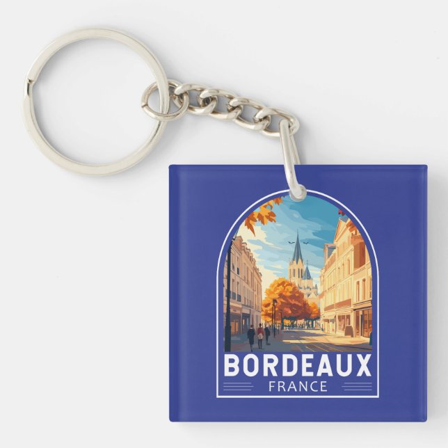 Porte-clefs Emblème d'Art Voyage de Bordeaux France (Devant)
