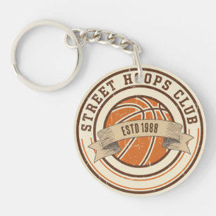 Porte-clefs Emblème de basket-ball vintage