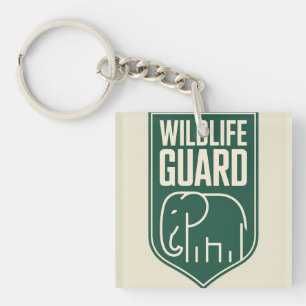 Porte-clefs Emblème de bouclier éléphant minimaliste "Garde de