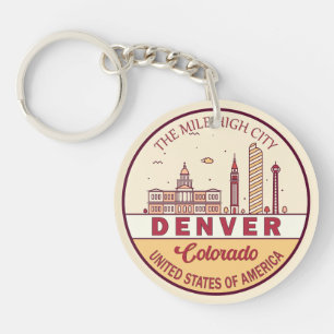 Porte-clefs Emblème de Denver Colorado City Skyline