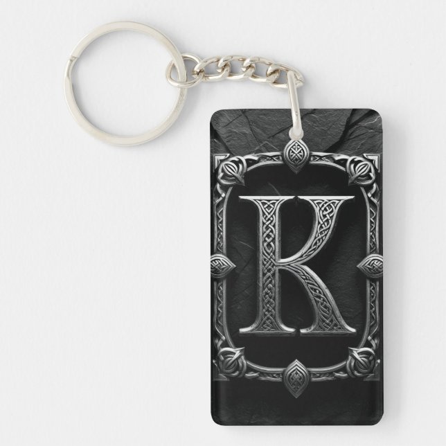 Porte-clefs ⚫ Emblème de monogramme de lettre celtique K ⚫ (Devant)