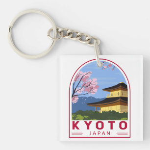 Porte-clefs Emblème de voyage rétros de Kyoto Japon