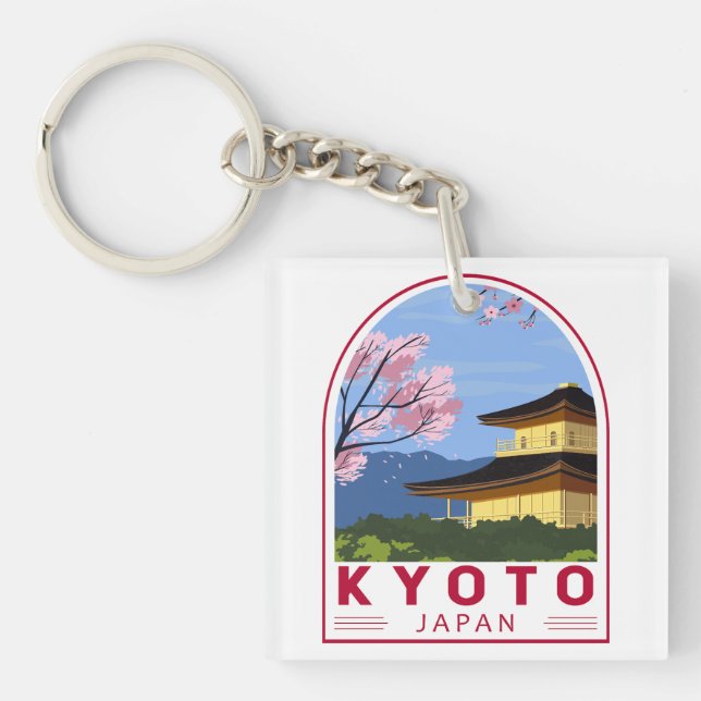 Porte-clefs Emblème de voyage rétros de Kyoto Japon (Devant)