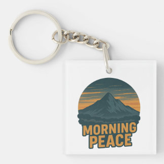Porte-clefs Emblème Rétro de Lever de Soleil sur Montagne Sere