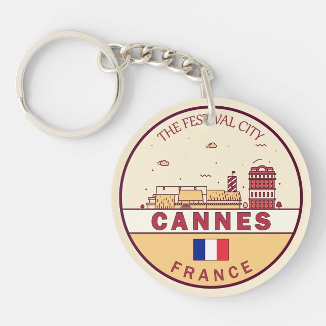 Porte-clefs Emblème Skyline de Cannes France (Devant)