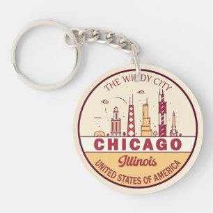 Porte-clefs Emblème Skyline de Chicago Illinois City