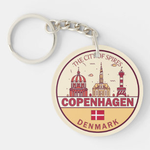Porte-clefs Emblème Skyline de Copenhague Danemark City