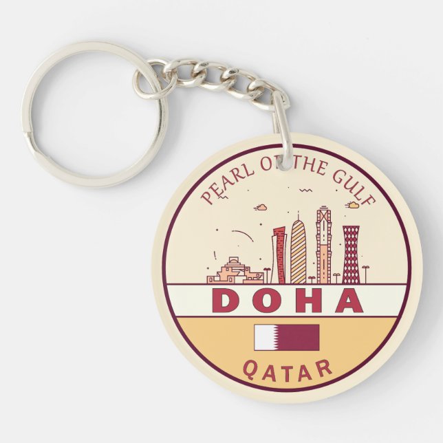 Porte-clefs Emblème Skyline de Doha Qatar (Devant)