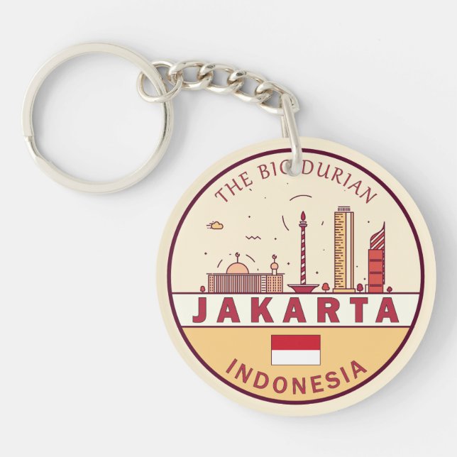 Porte-clefs Emblème Skyline de Jakarta Indonesia City (Devant)