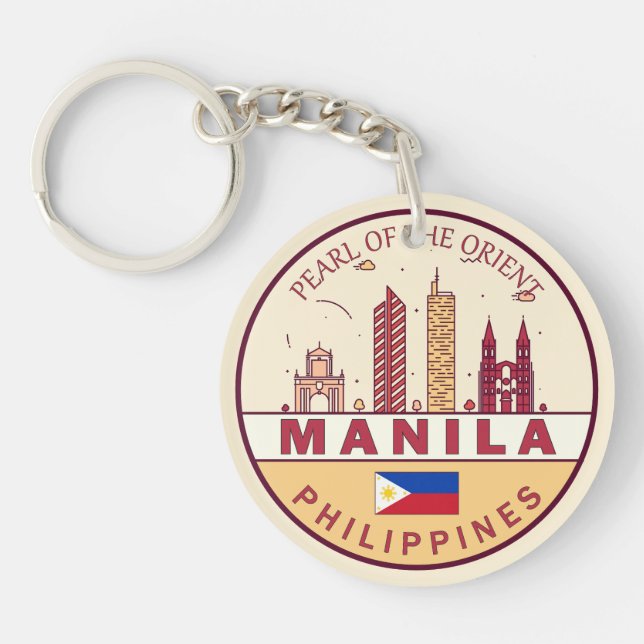 Porte-clefs Emblème Skyline de Manille Philippines City (Devant)