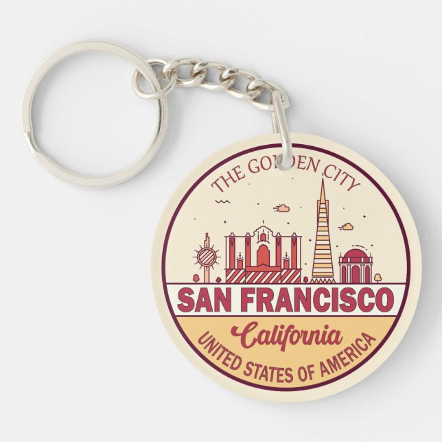 Porte-clefs Emblème Skyline de San Francisco California City (Devant)
