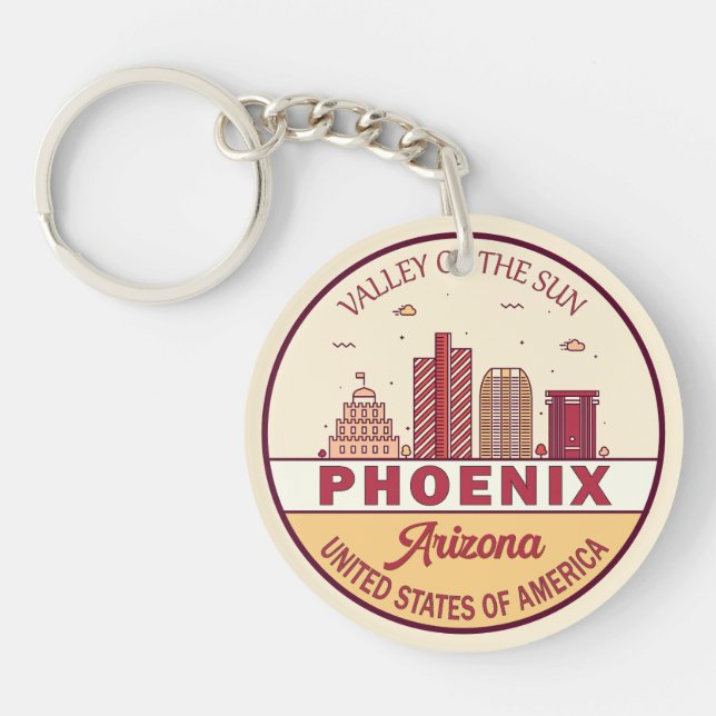Porte-clefs Emblème Skyline Ville Phoenix Arizona (Devant)
