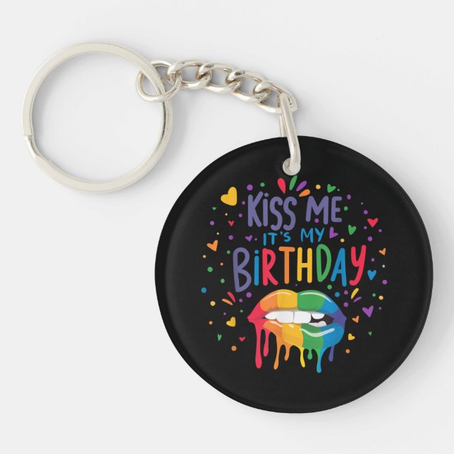 Porte-clefs Embrasse-moi, c'est mon anniversaire (Devant)